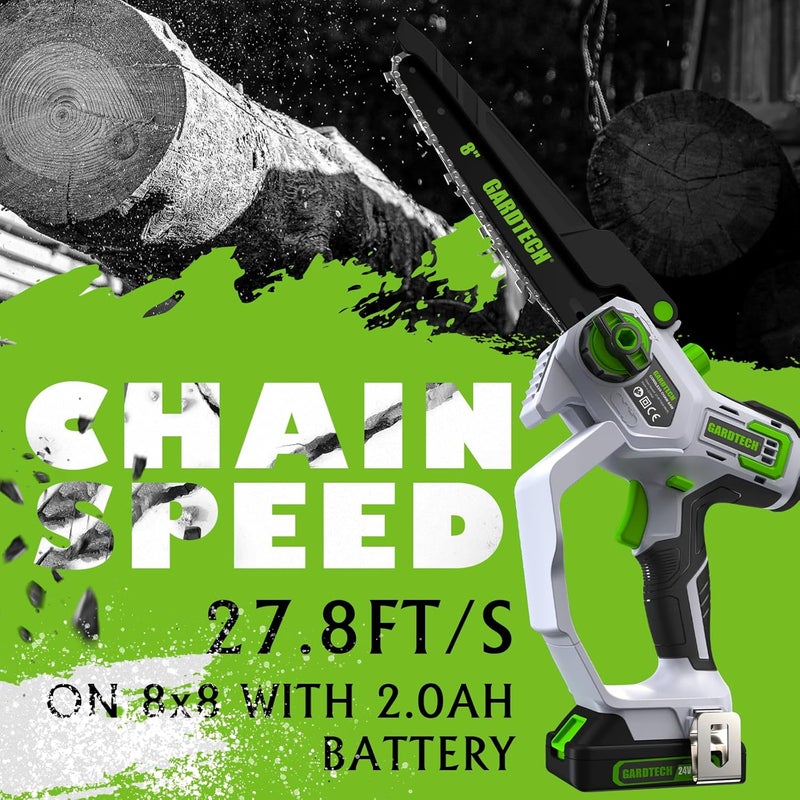 GARDTEC Mini Chainsaw Cordless 8 Inch - Portable Electric Chainsaw Cordless Battery Powered, Handheld Small Chain Saw with 2-side Security Lock [Southpaws Friendly] for Wood Cutting, Pruning Branches - Image 3